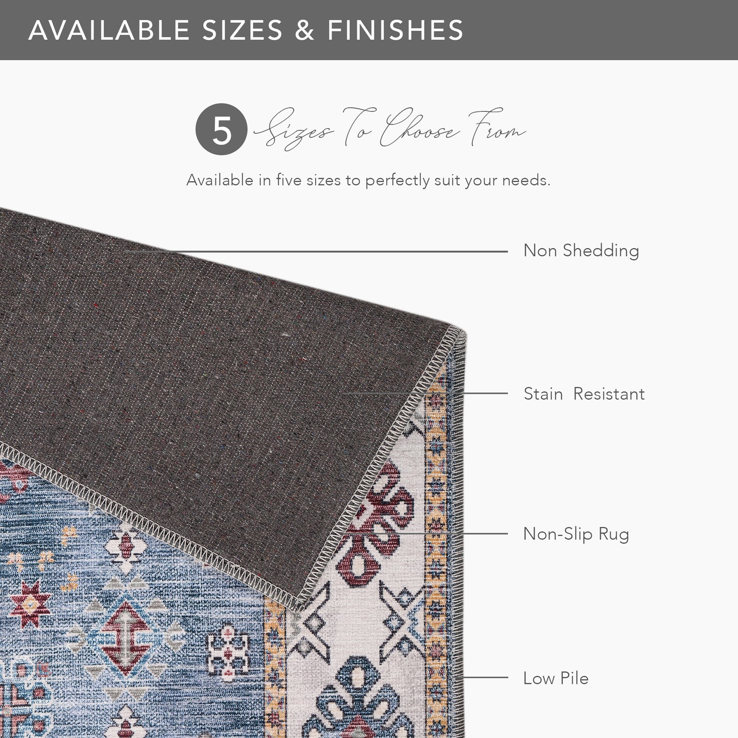 RWNL1016 washable chenille rug texture and pattern detail