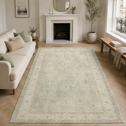 RWPR00010 washable chenille area rug, room scene