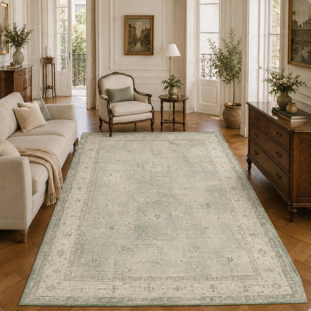 RWPR00010 washable chenille area rug, room scene