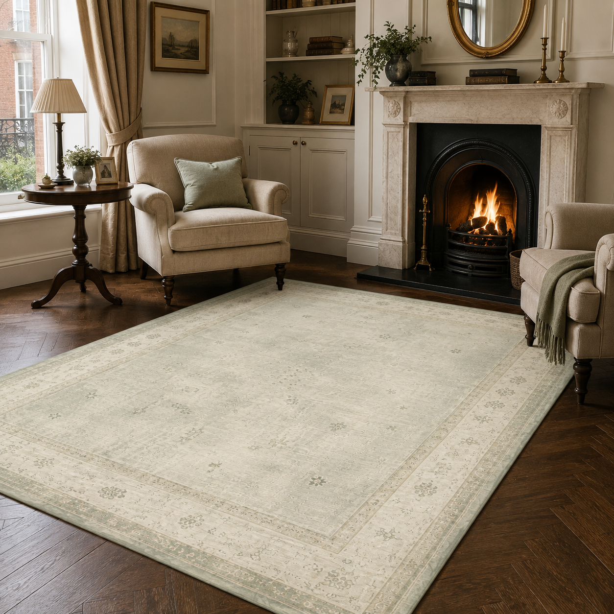RWPR00010 washable chenille area rug, room scene