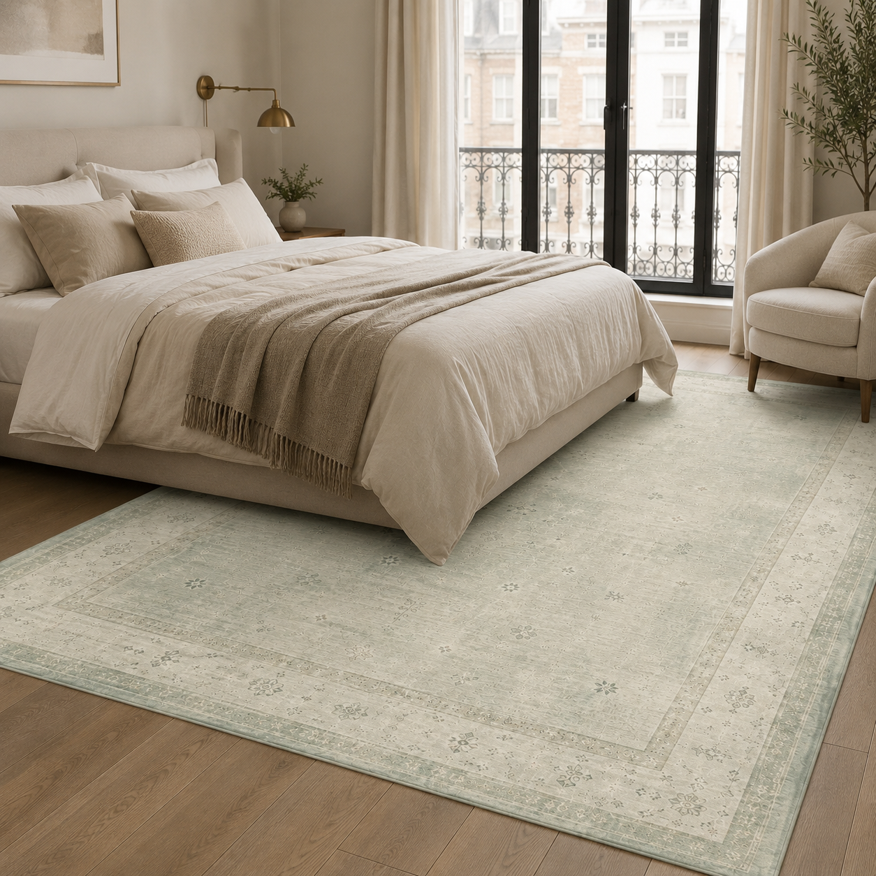 RWPR00010 washable chenille area rug, room scene