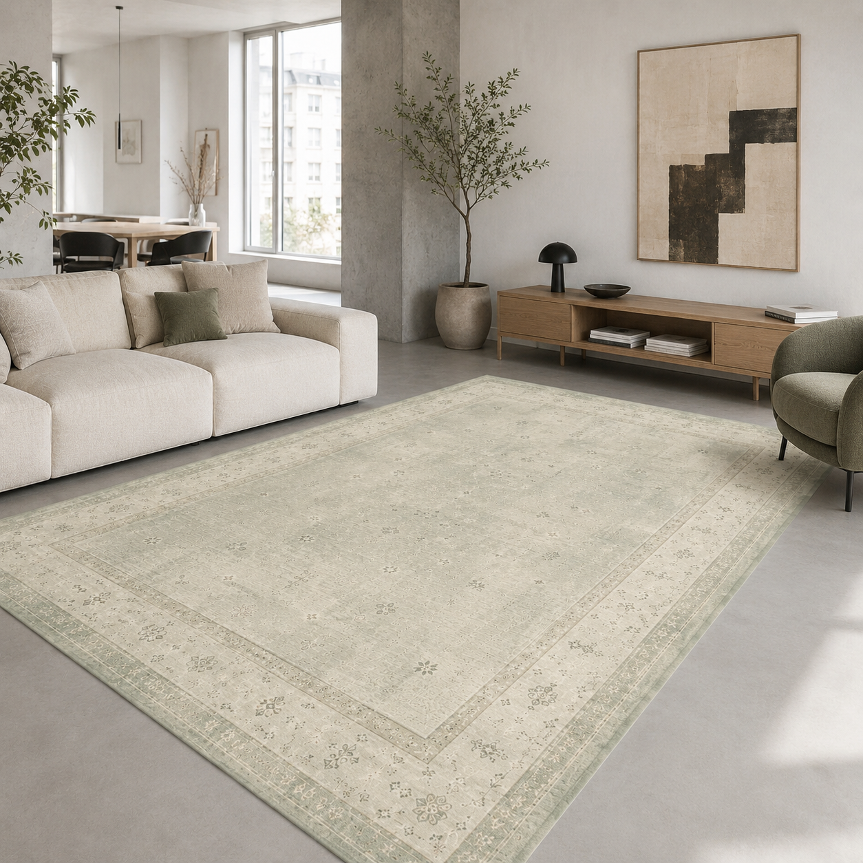 RWPR00010 washable chenille area rug, room scene