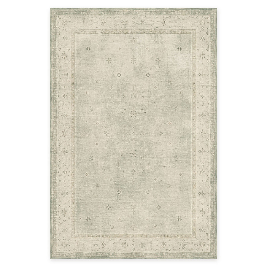 Lantern Stripes Soft Green Abstract Washable Rug