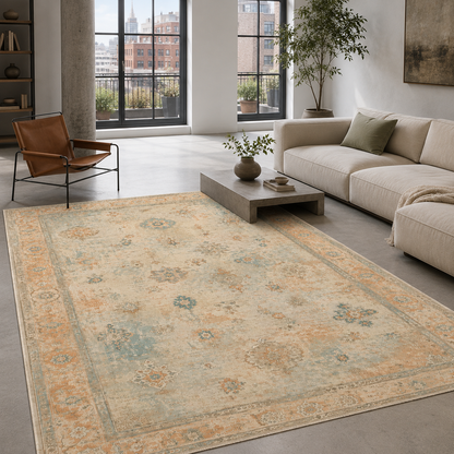 RWPR00011 washable chenille area rug, room scene