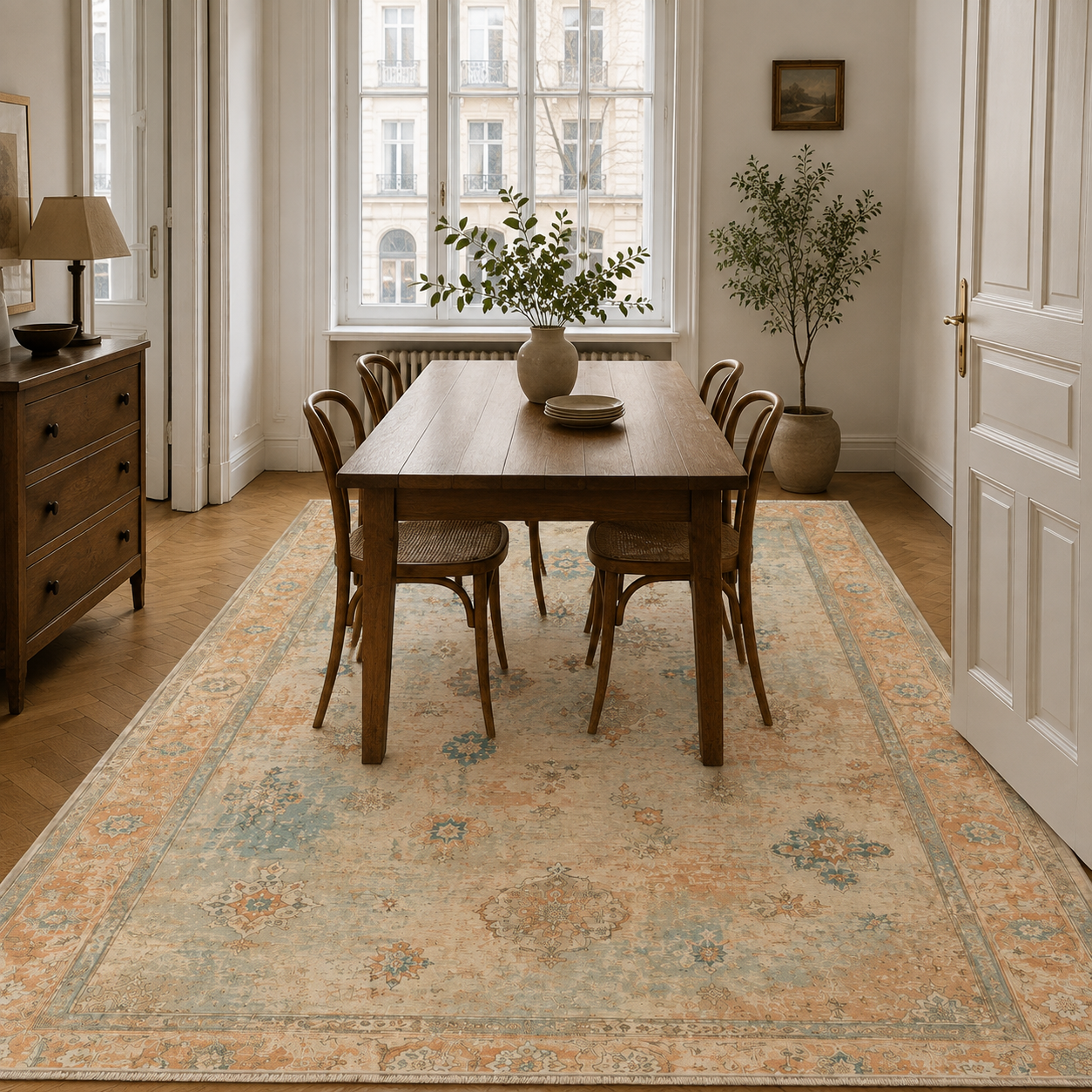 RWPR00011 washable chenille area rug, room scene