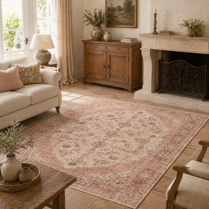 RWPR0002 washable chenille area rug, room scene