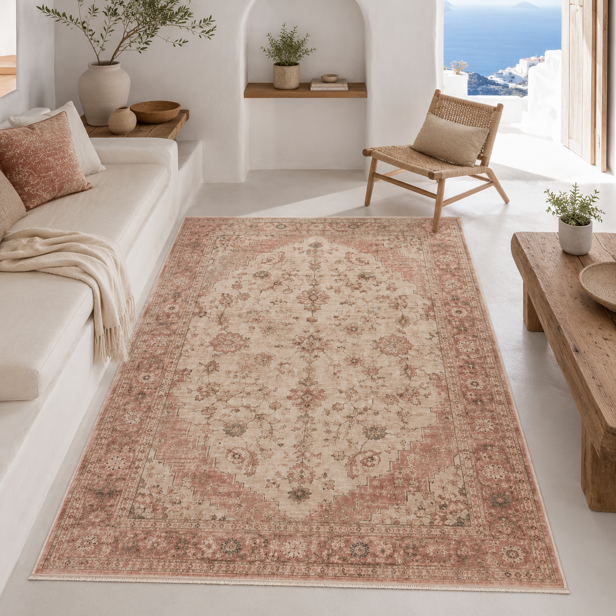 RWPR0002 washable chenille area rug, room scene