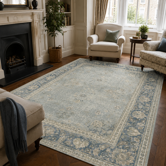 RWPR0004 washable chenille area rug, room scene