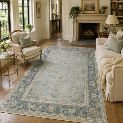 RWPR0004 washable chenille area rug, room scene