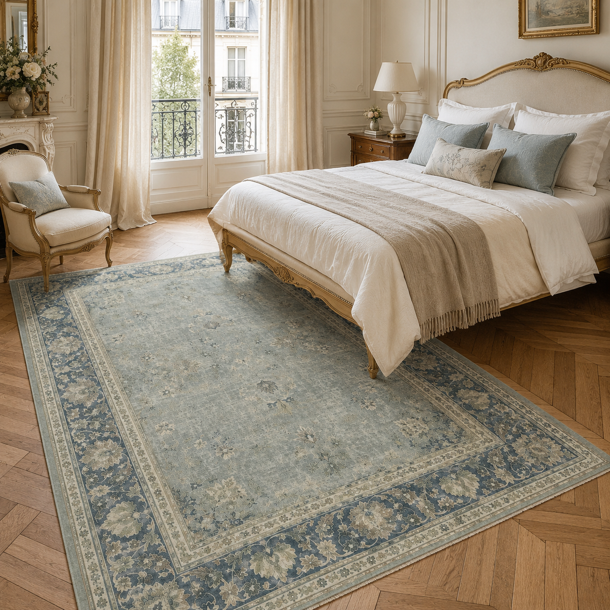 RWPR0004 washable chenille area rug, room scene