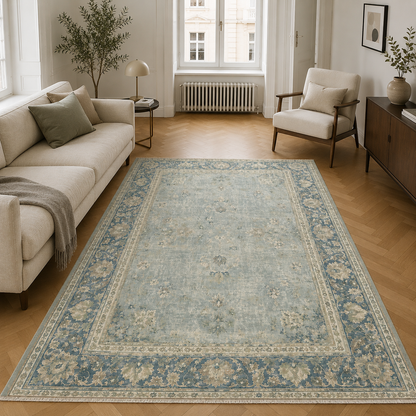 RWPR0004 washable chenille area rug, room scene