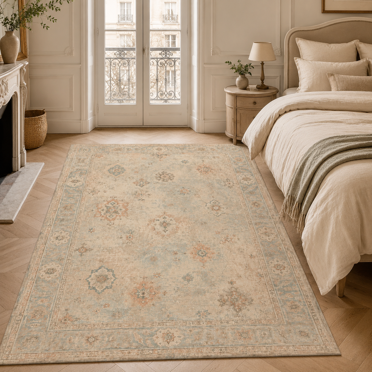 RWPR0005 washable chenille area rug, room scene