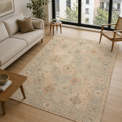 RWPR0005 washable chenille area rug, room scene