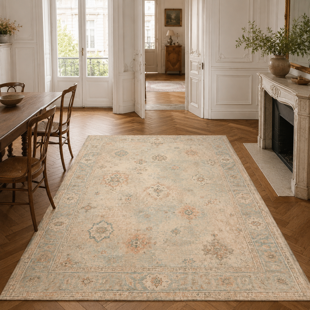 RWPR0005 washable chenille area rug, room scene