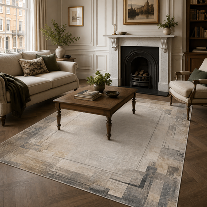 RWPR0006 washable chenille area rug, room scene