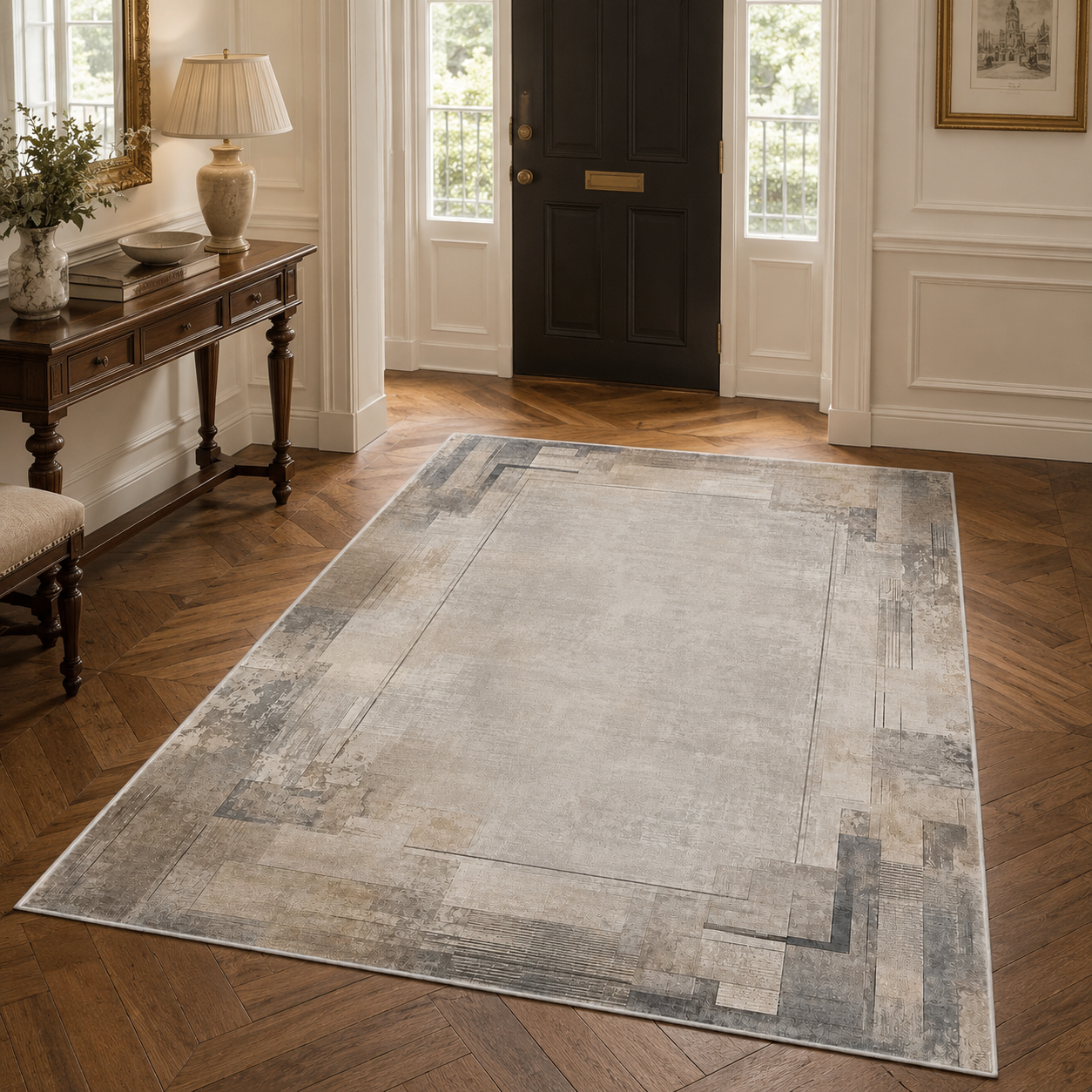 RWPR0006 washable chenille area rug, room scene