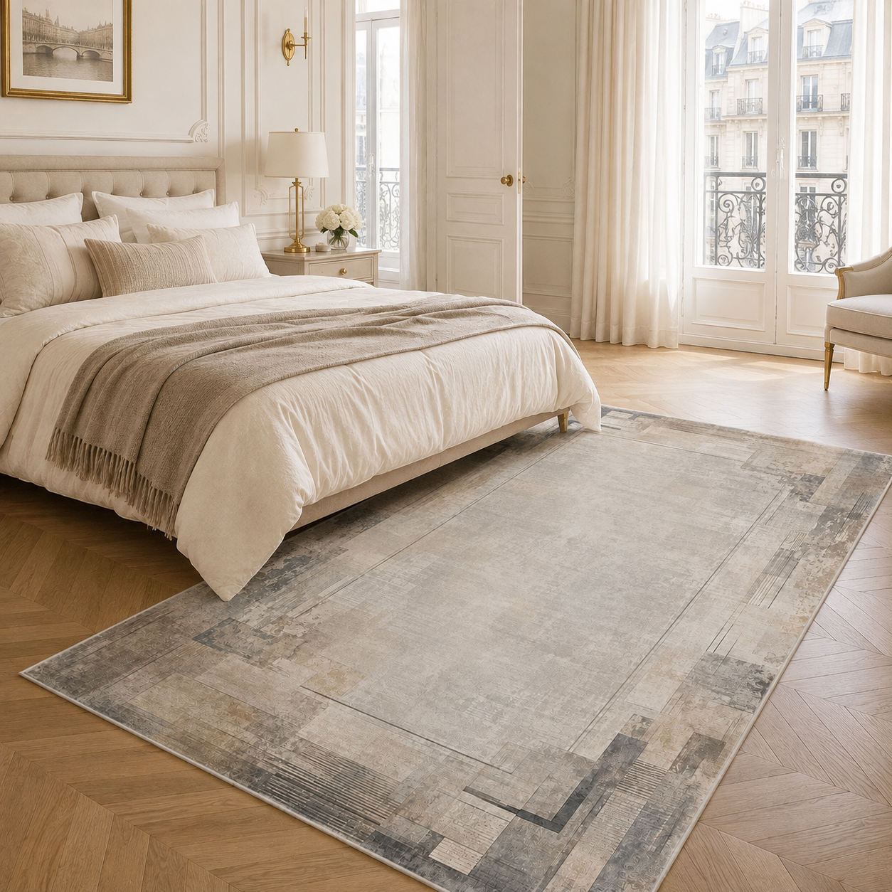 RWPR0006 washable chenille area rug, room scene