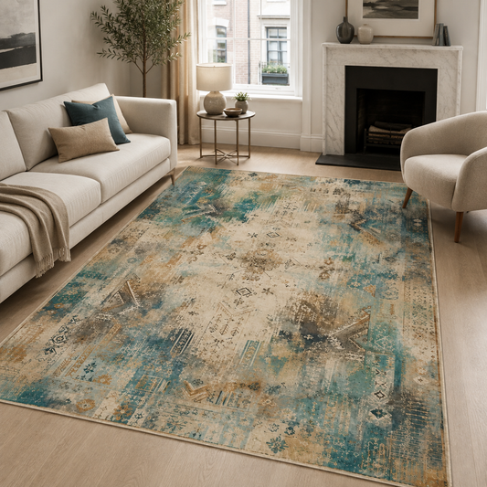 RWPR0008 washable chenille area rug, room scene