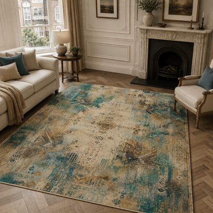 RWPR0008 washable chenille area rug, room scene