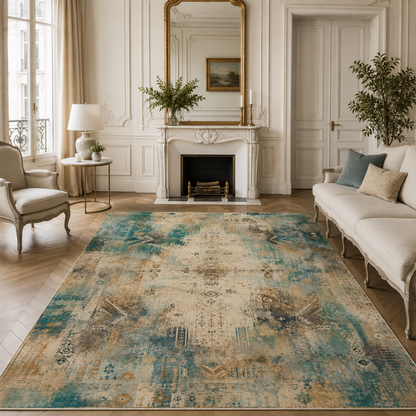 RWPR0008 washable chenille area rug, room scene