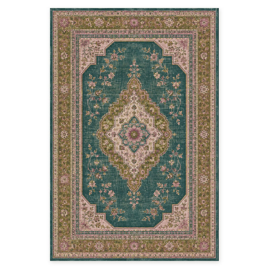 Premier Border Soft Green Heritage Washable Rug