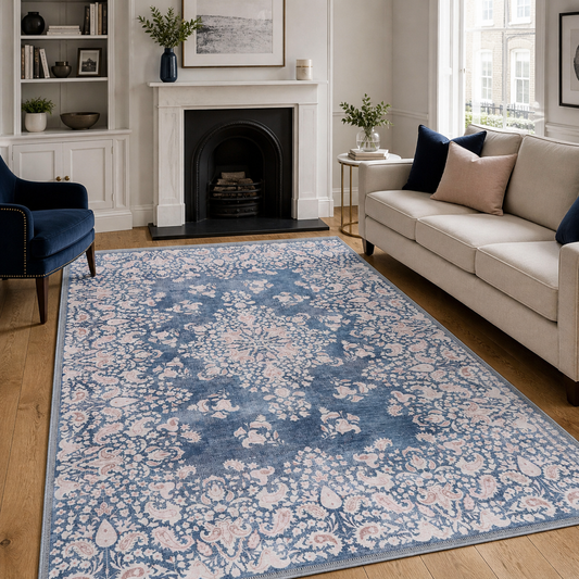 RWR3 washable chenille area rug, room scene