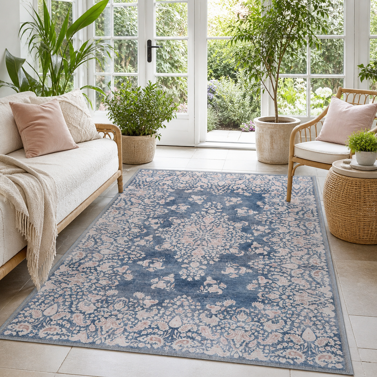RWR3 washable chenille area rug, room scene