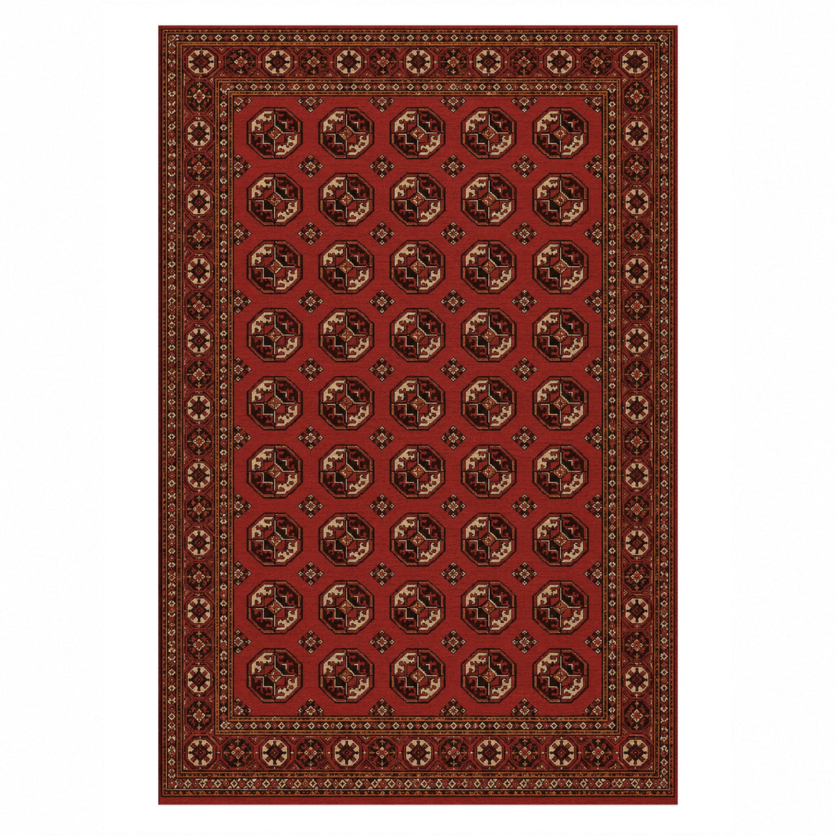 Afghan Red Gul Charcoal Red Ethnic Washable Rug — top view
