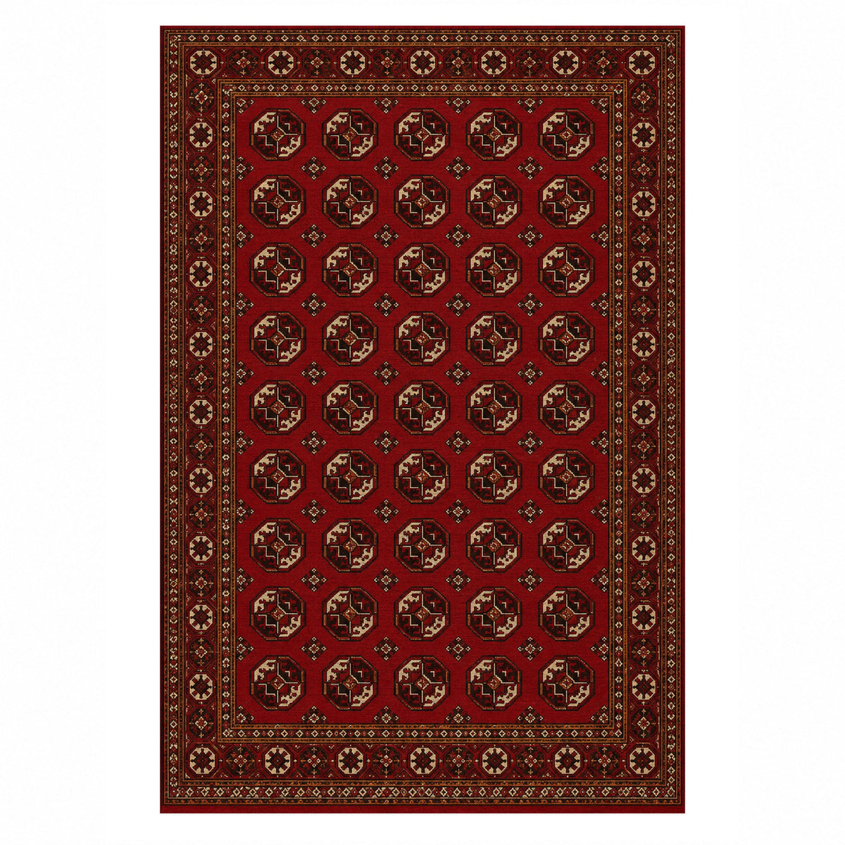 Afghan Red Gul Classic Afghan Red Ethnic Washable Rug — top view