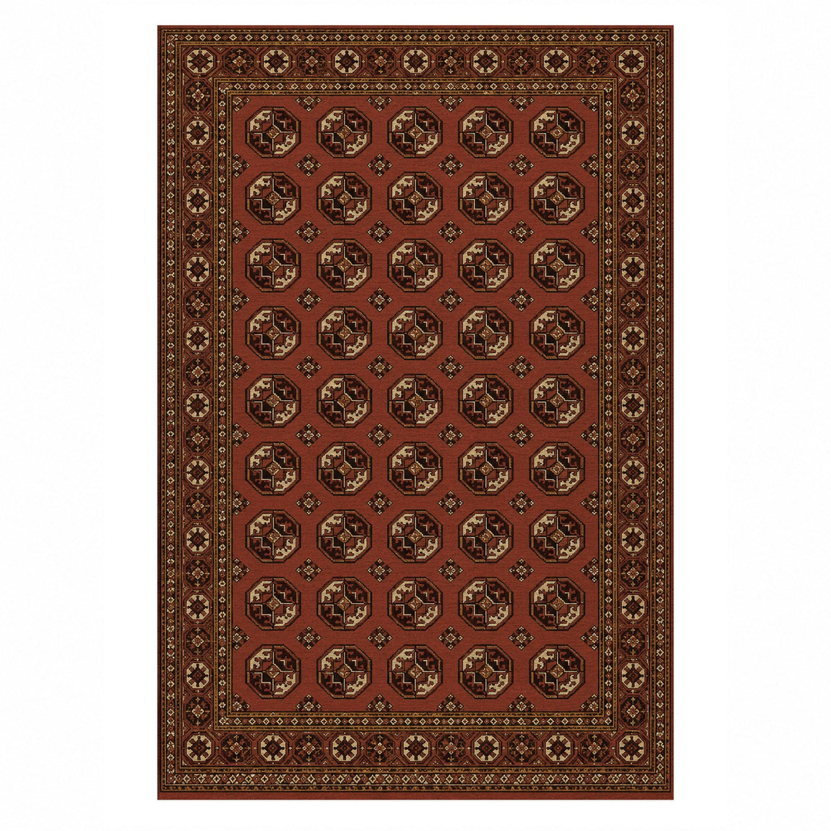Afghan Red Gul Mahogany Ethnic Washable Rug — top view