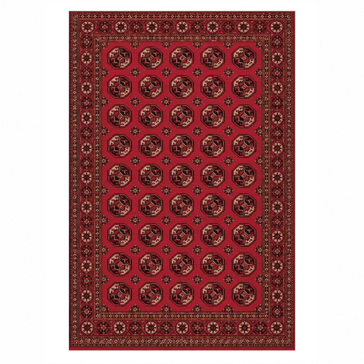 Afghan Red Gul Pomegranate Ethnic Washable Rug — top view