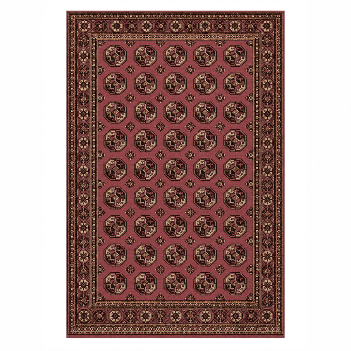 Afghan Red Gul Rosewood Ethnic Washable Rug — top view