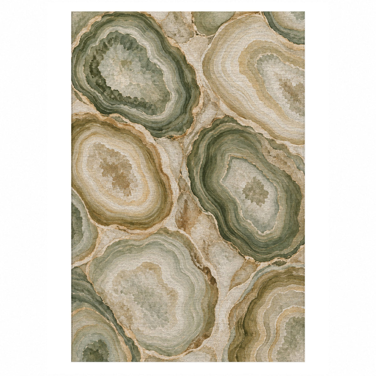 Agate Windows Sage Abstract Washable Rug — top view