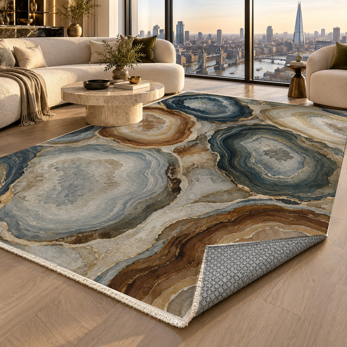 Agate Windows Abstract Washable Rug — london luxury living