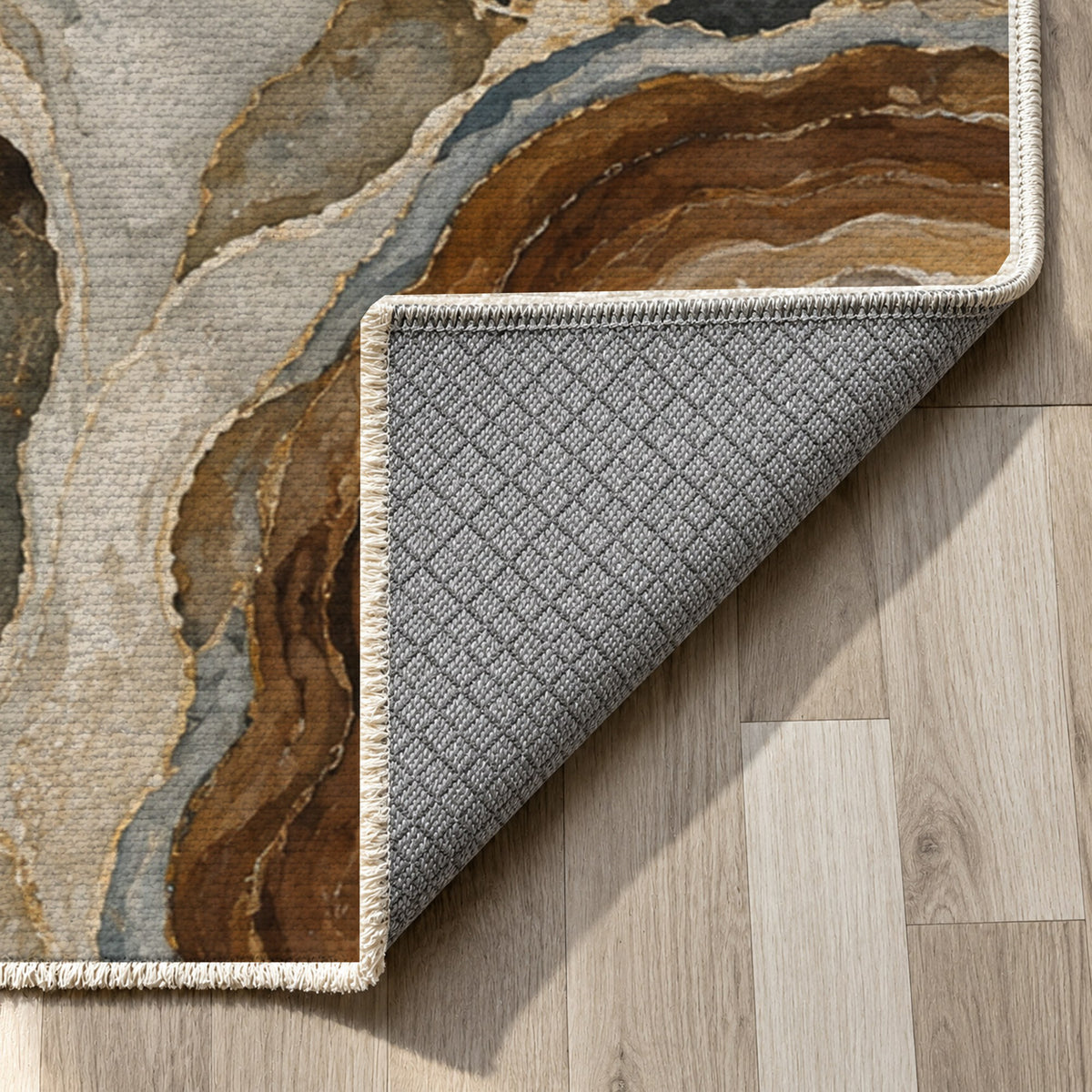Agate Windows Abstract Washable Rug — backing close up