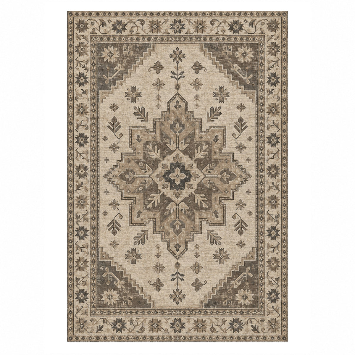 Anatolian Star Ivory Taupe Classic Washable Rug — top view