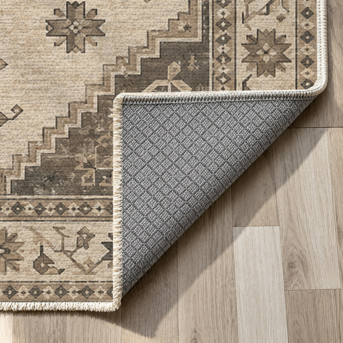 Anatolian Star Ivory Taupe Classic Washable Rug — backing close up