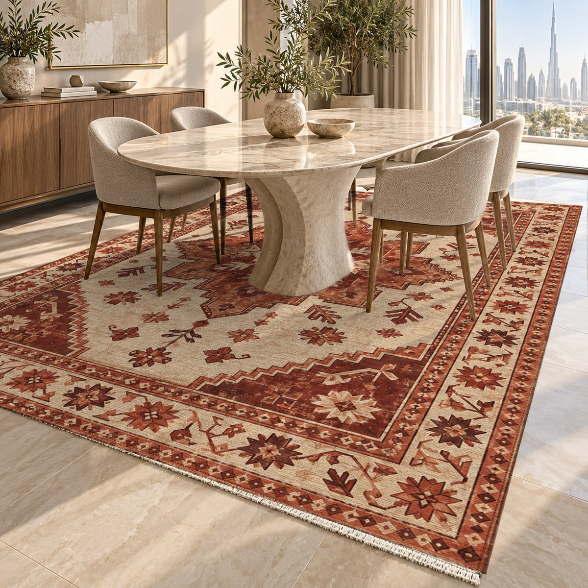 Anatolian Star Rust Sand Classic Washable Rug — dubai dining