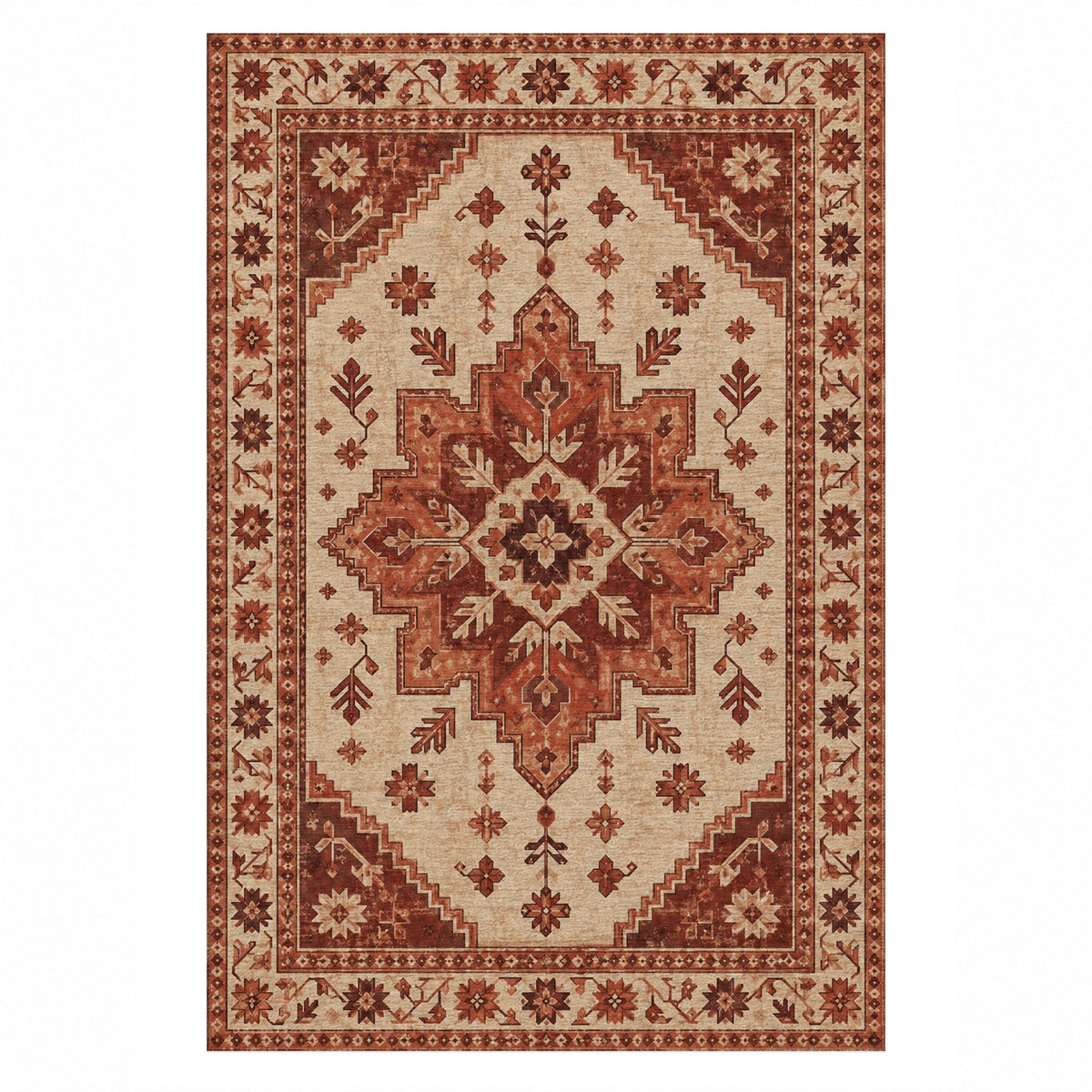 Anatolian Star Rust Sand Classic Washable Rug — top view