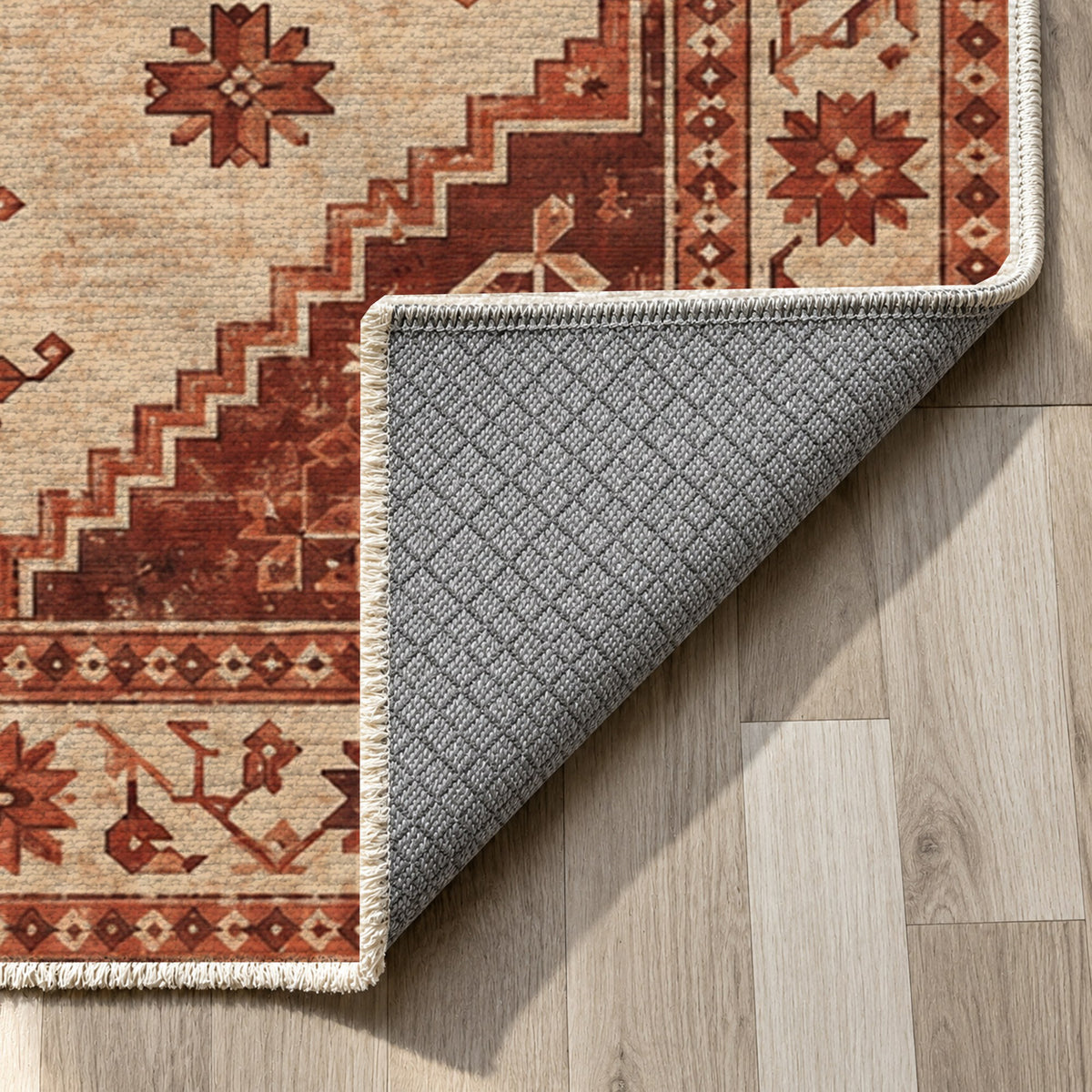 Anatolian Star Rust Sand Classic Washable Rug — backing close up
