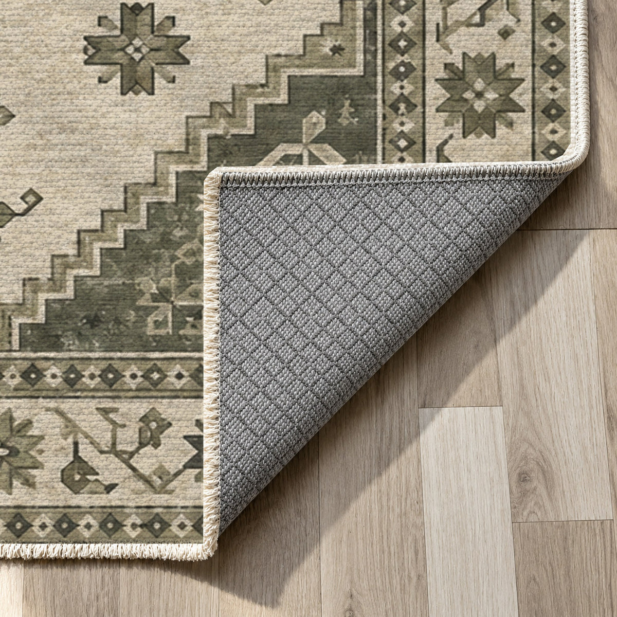 Anatolian Star Sage Stone Classic Washable Rug — backing close up