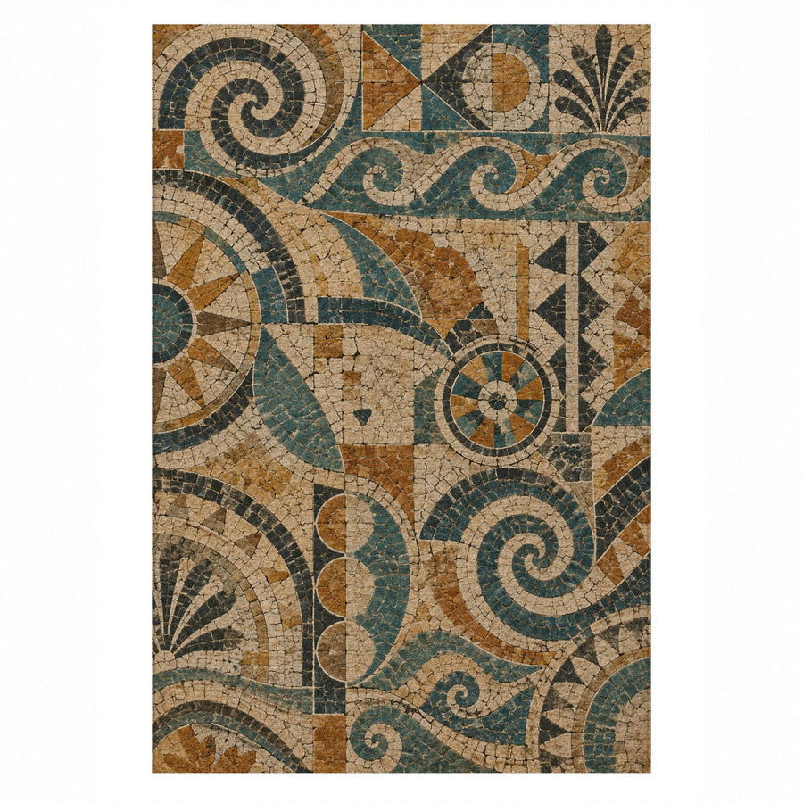 Ancient Mosaic II Geometric Washable Rug
