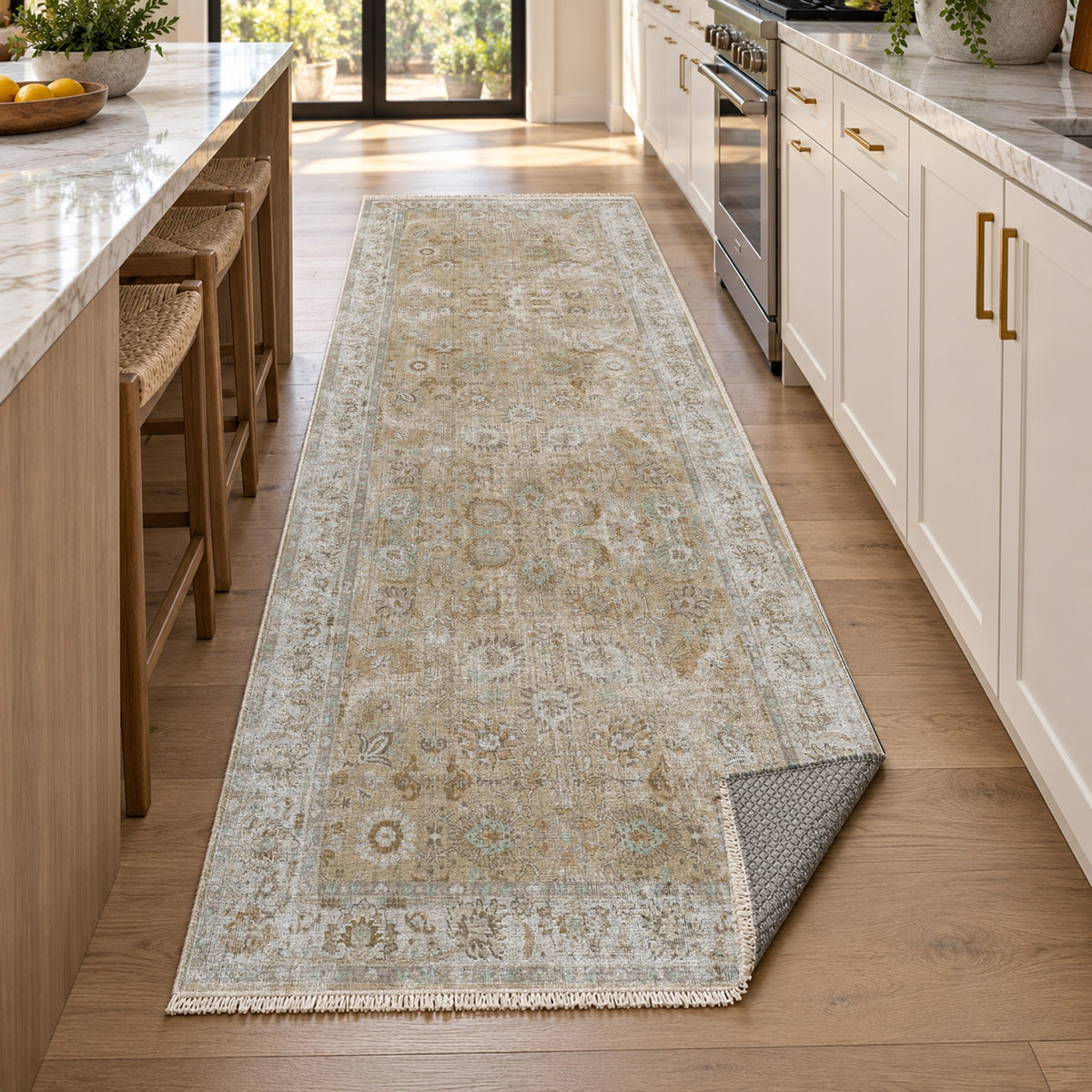 Antique Wash Beige Vintage Washable Rug — new york kitchen runner