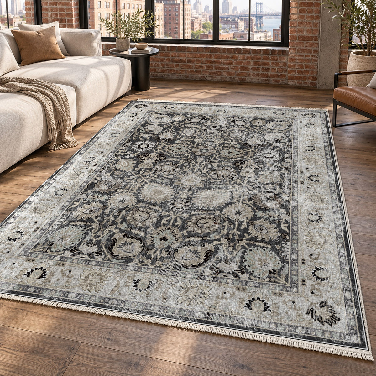 Antique Wash Black Vintage Washable Rug — new york living