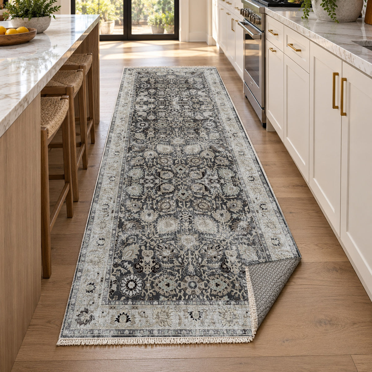Antique Wash Black Vintage Washable Rug — new york kitchen runner