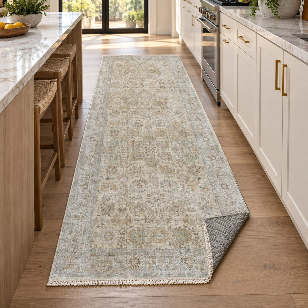 Antique Wash Cream Vintage Washable Rug — new york kitchen runner