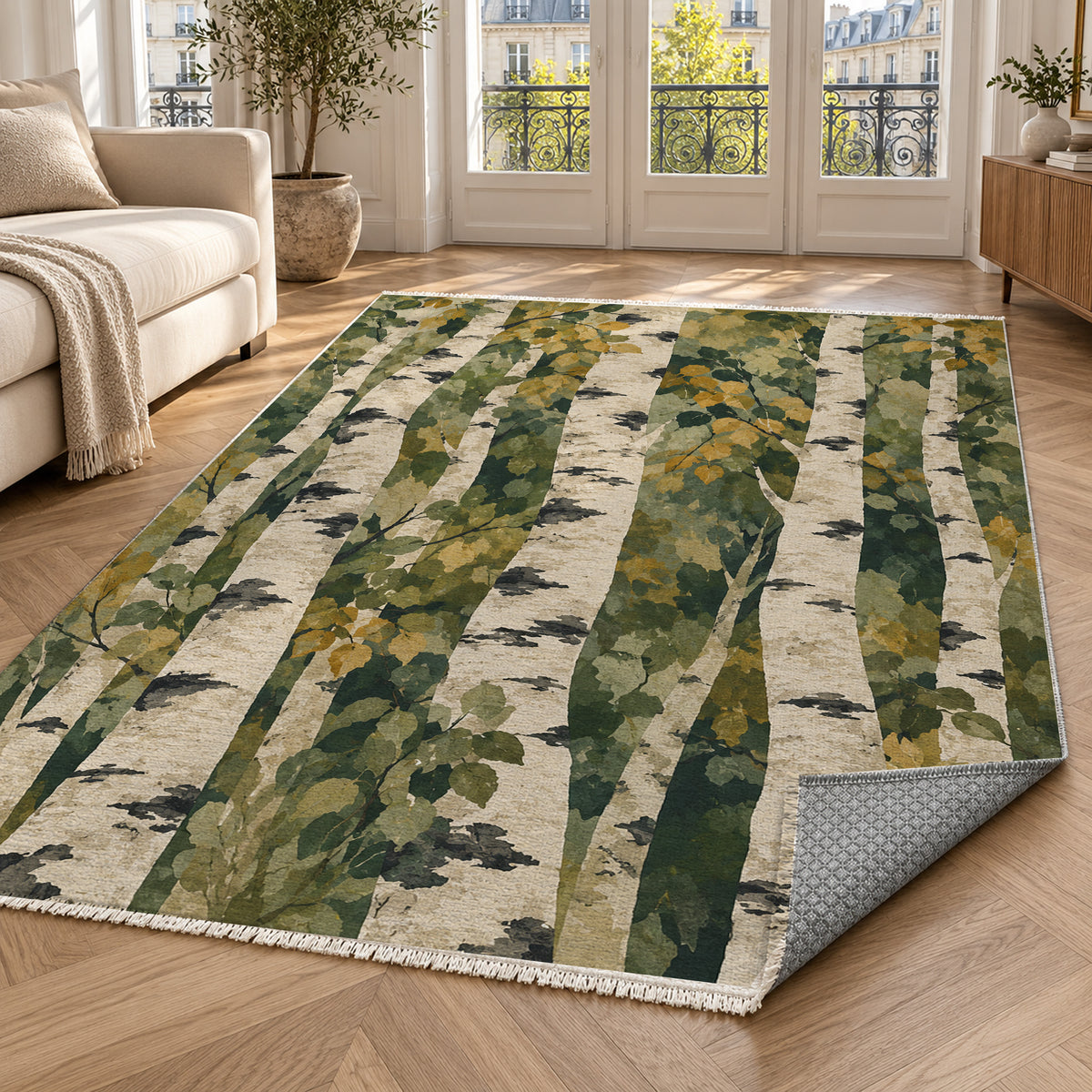 Birch Grove Floral Washable Rug — paris living