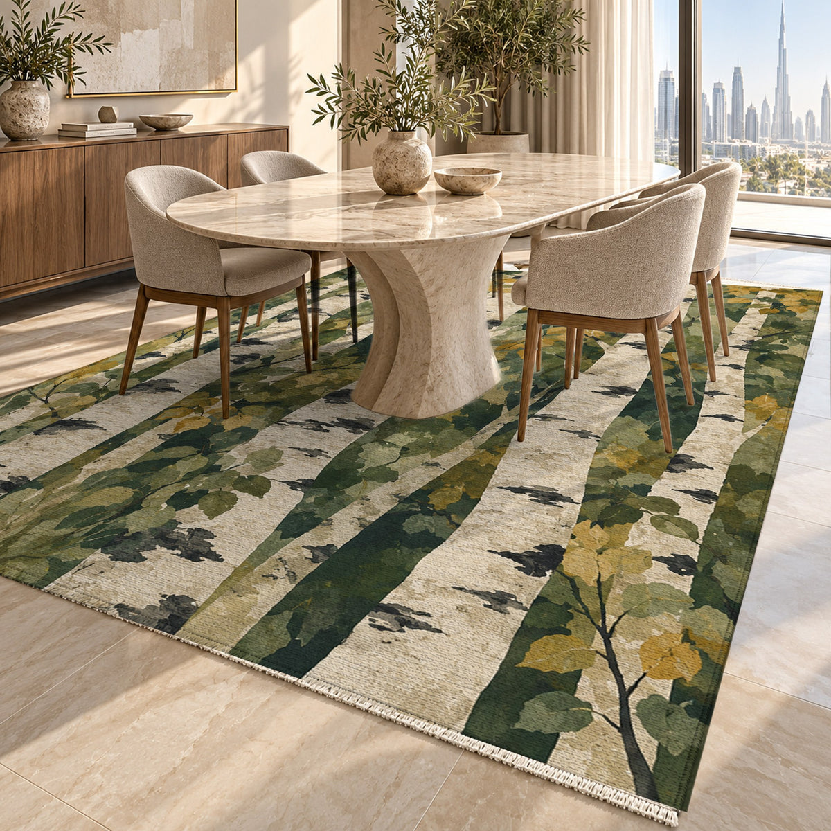 Birch Grove Floral Washable Rug — dubai dining