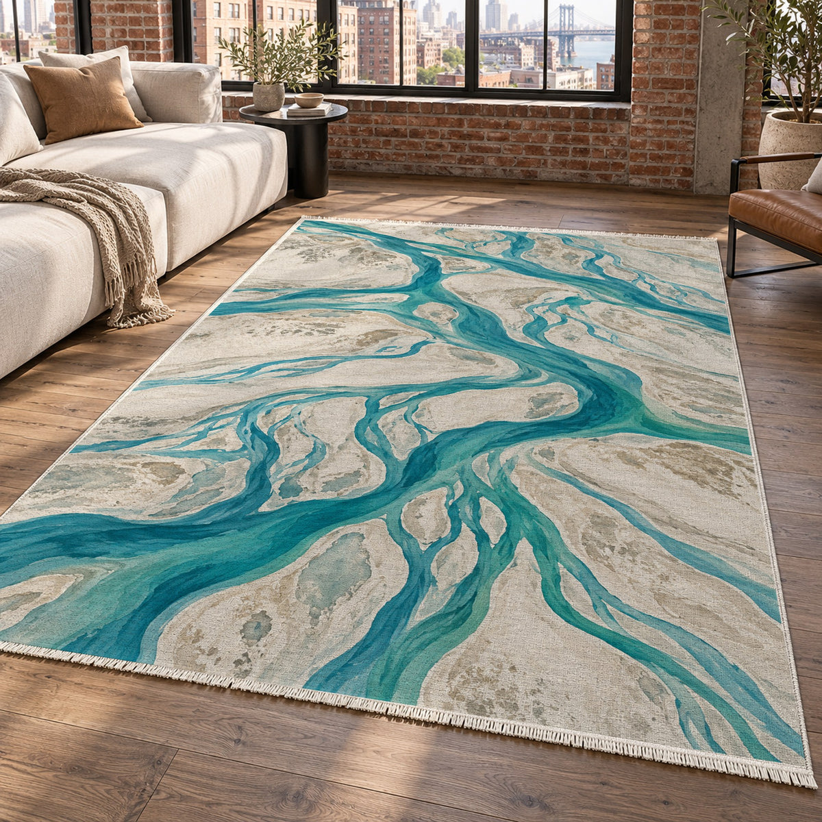 Braided Channels Abstract Washable Rug — new york living
