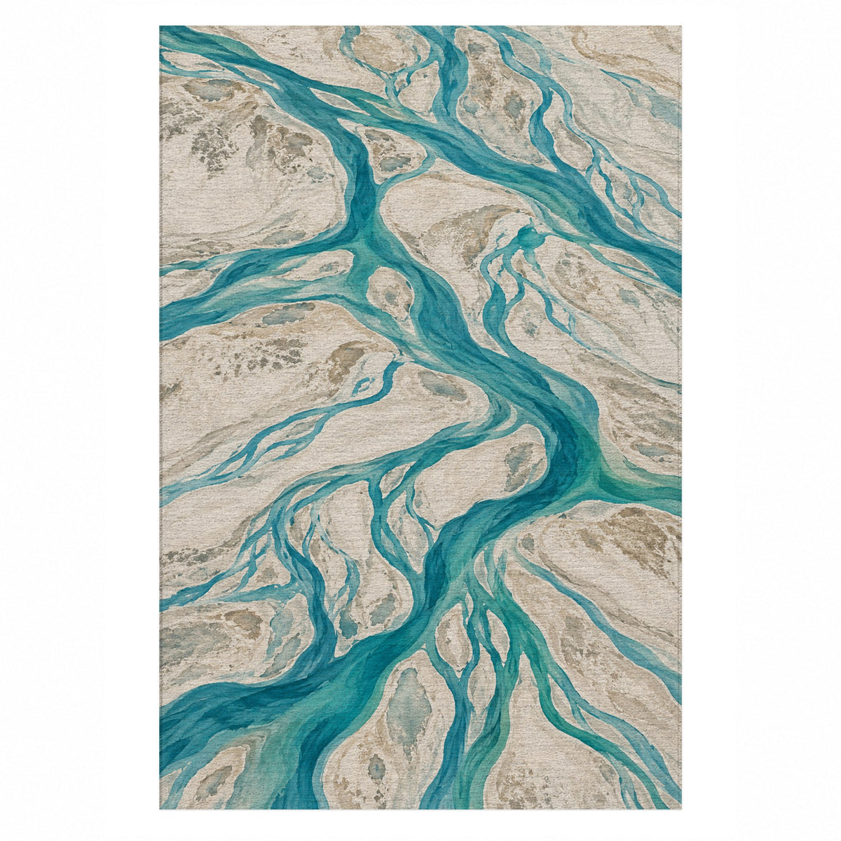 Braided Channels Abstract Washable Rug — top view